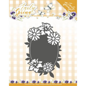 Precious Marieke Early Spring Cutting Die - Spring Flowers Oval Label