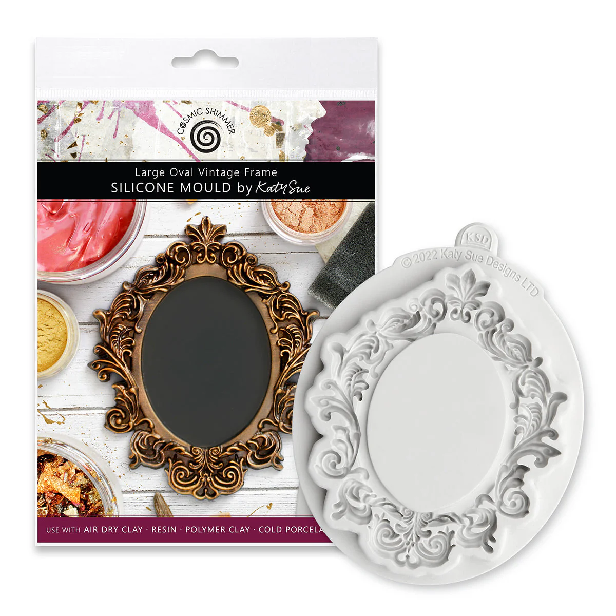 Cosmic Shimmer Large Oval Vintage Frame Silicone Mould