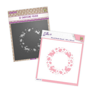 Nellie's Choice Easter Wreath 3D Embossing Folder & Stencil Set