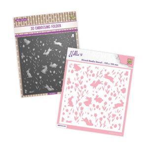Nellie's Choice Background Rabbits & Tulips 3D Embossing Folder & Stencil Set