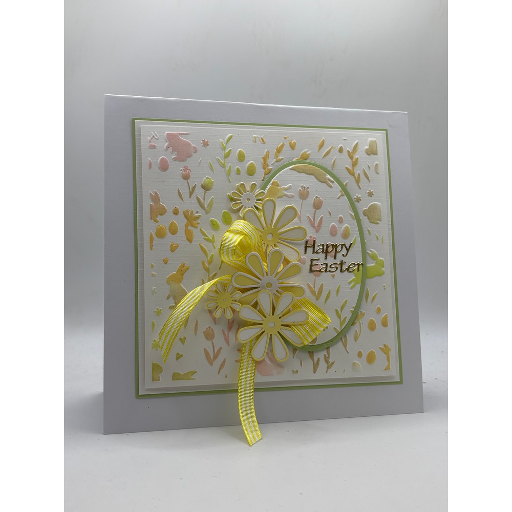 Nellie's Choice Background Rabbits & Tulips 3D Embossing Folder & Stencil Set