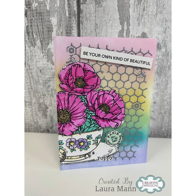 Woodware Poppy Cup A6 Clear Stamp Set By Françoise Read