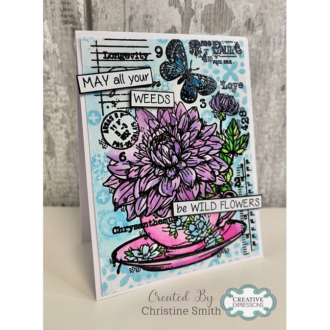 Woodware Tea Cup Blooms A6 Clear Stamp Set By Françoise Read
