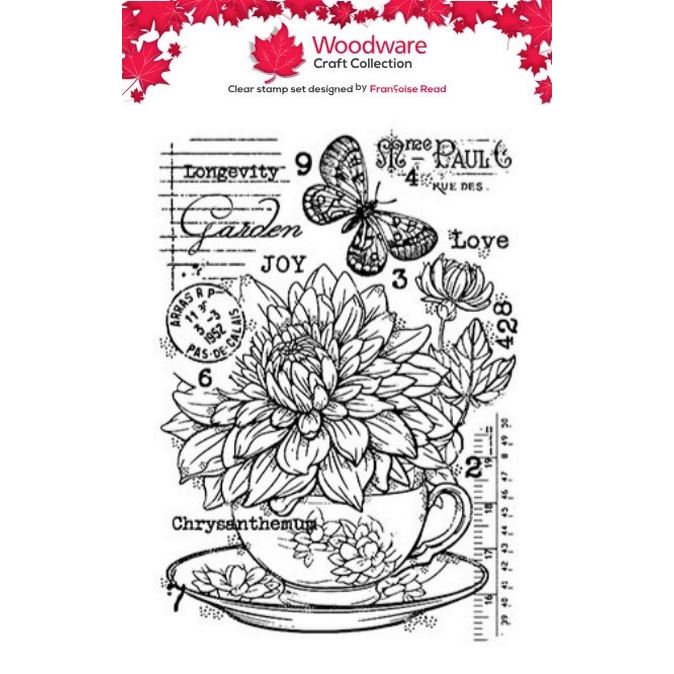 Woodware Tea Cup Blooms A6 Clear Stamp Set By Françoise Read