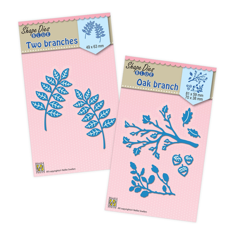 Nellie's Choice Shape Dies Blue Two Branches & Oak Branches set