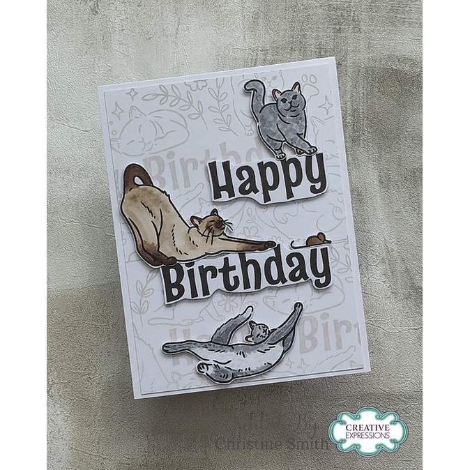 Creative Expressions Birthday Cats DL Clear Stamp