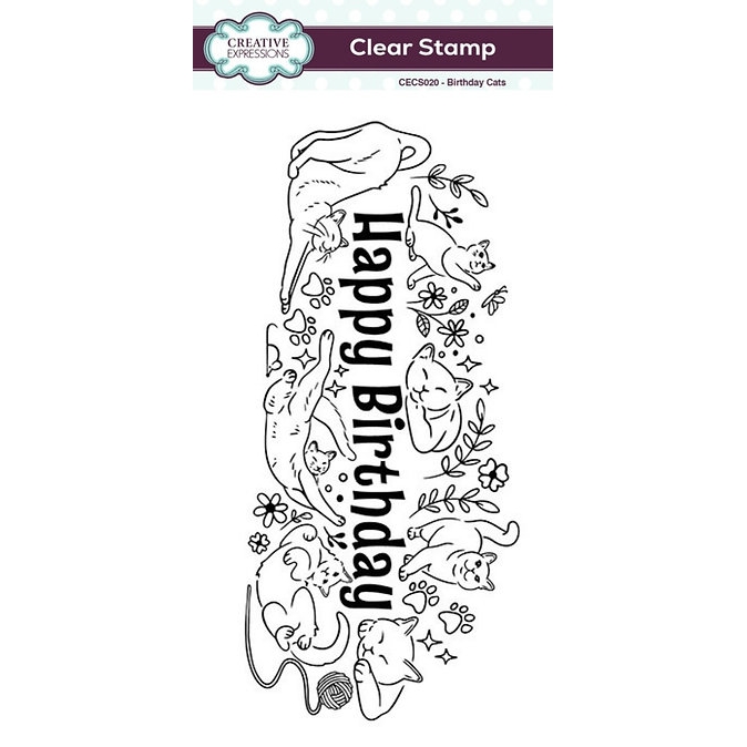 Creative Expressions Birthday Cats DL Clear Stamp