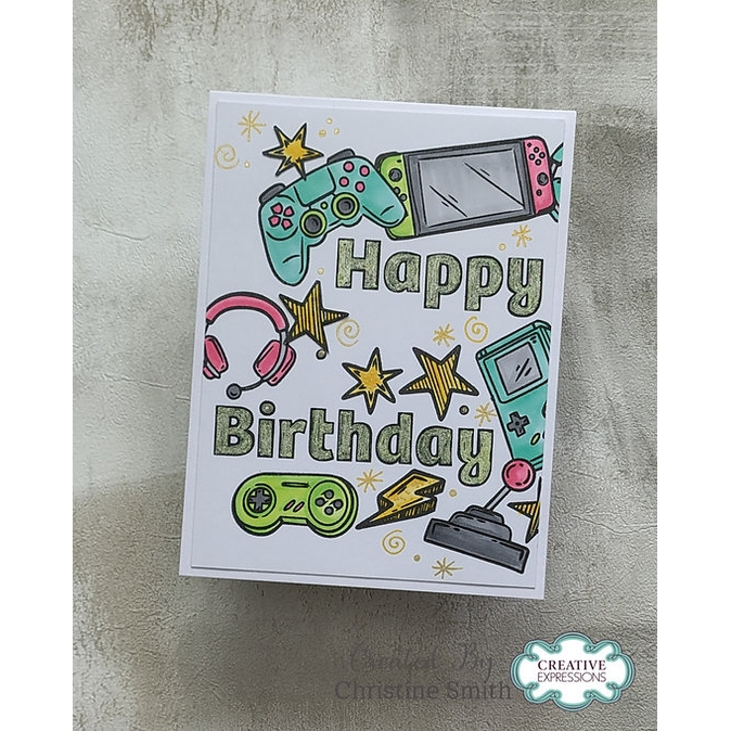 Creative Expressions Birthday Tech DL Clear Stamp