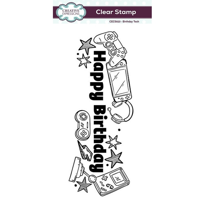 Creative Expressions Birthday Tech DL Clear Stamp