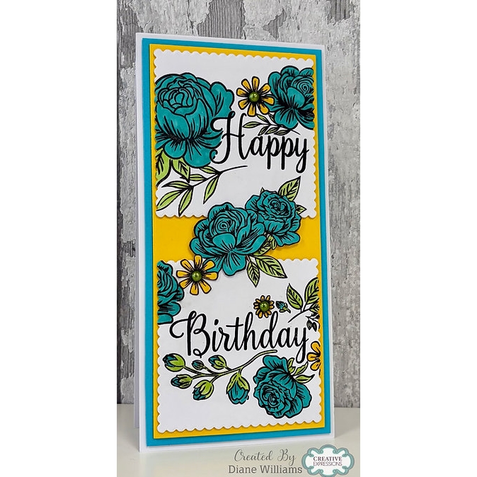 Creative Expressions Birthday Florals DL Clear Stamp