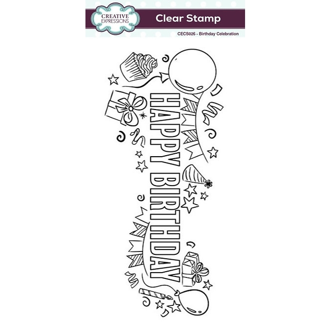Creative Expressions Birthday Celebration DL Clear Stamp