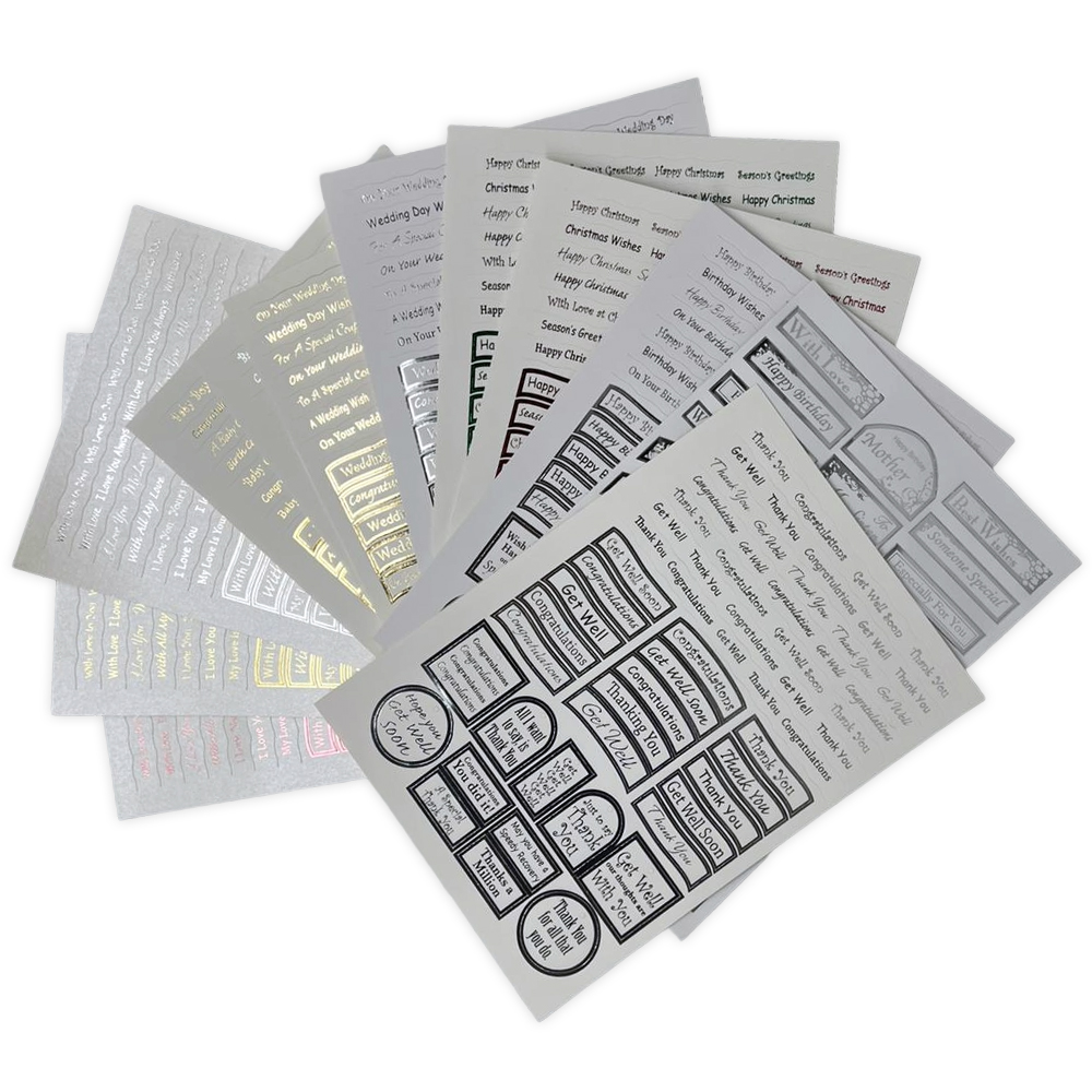 12 Foil Pop Out Word Sheets