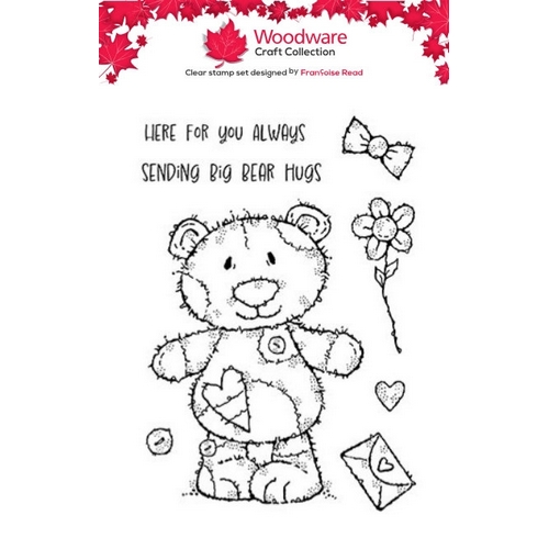 Woodware Bertie Bear A6 Clear Stamp Set