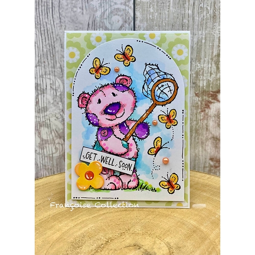 Woodware Butterfly Bear A6 Clear Stamp Set - Image 2