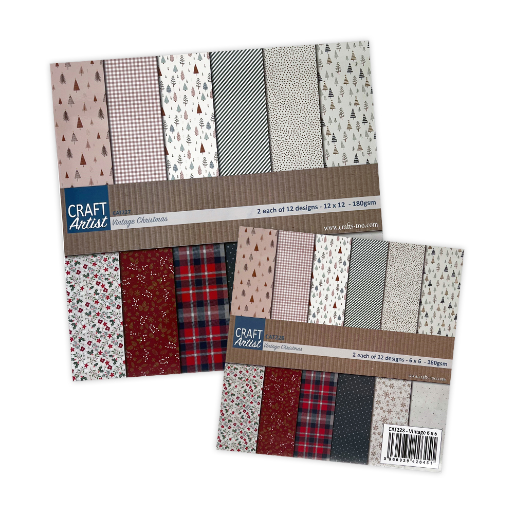 Craft Artist Vintage Christmas Paper Pad Bundle 12" x 12" and 6" x 6"
