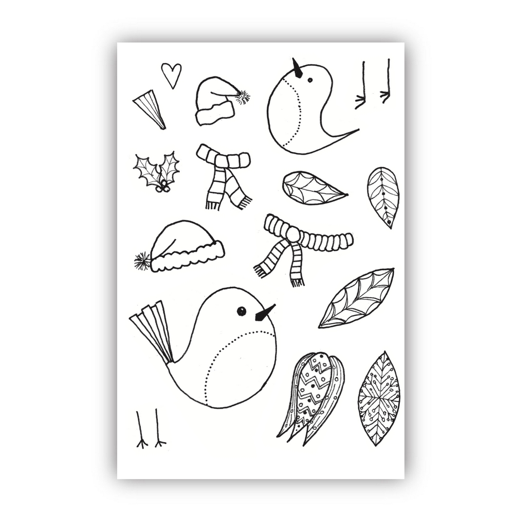 Julie Hickey Designs Christmas Birds Galore A4 Stamp Set