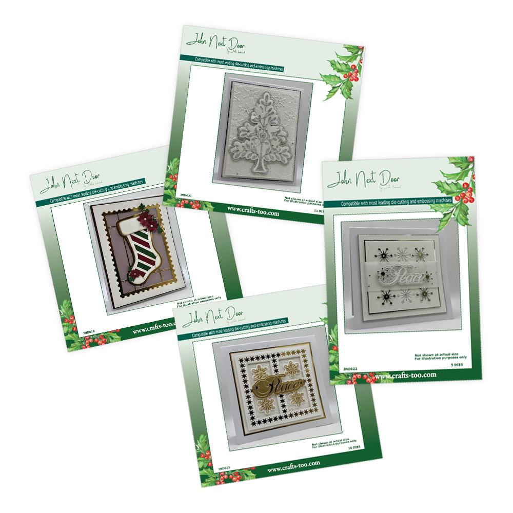 John Next Door Christmas Cutting Die Bundle - Stocking, Tree, Peace & Window