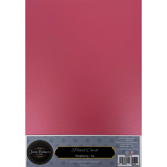 Jamie Rodgers Crafts Raspberry Double-Sided Pearl Card 270gsm A4 10 Sheets