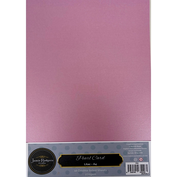 Jamie Rodgers Crafts Lilac Double-Sided Pearl Card 270gsm A4 10 Sheets