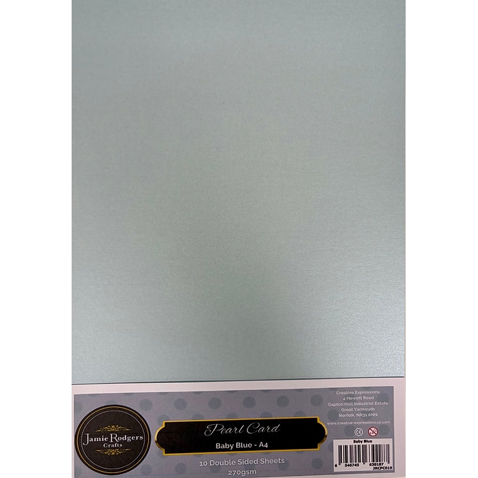 Jamie Rodgers Crafts Baby Blue Double-Sided Pearl Card 270gsm A4 10 Sheets