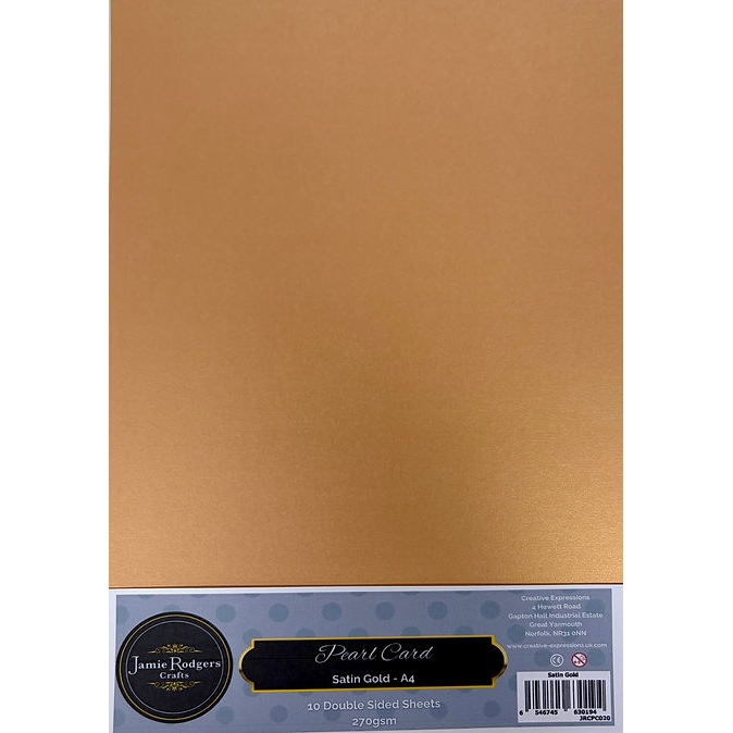 Jamie Rodgers Crafts Satin Gold Double-Sided Pearl Card 270gsm A4 10 Sheets