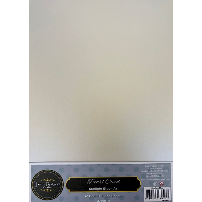 Jamie Rodgers Crafts Sunlight Blue Double-Sided Pearl Card 270gsm A4 10 Sheets