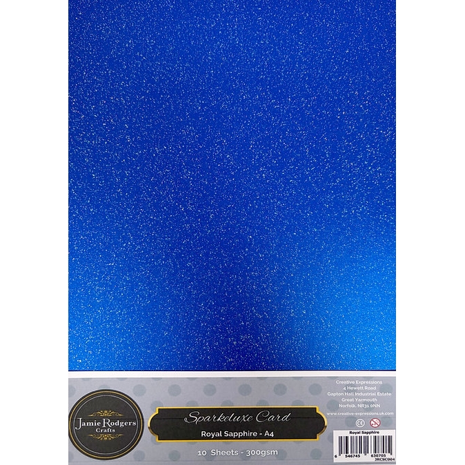 Jamie Rodgers Crafts - Sparkeluxe Royal Sapphire Card 300gsm A4 10 Sheets