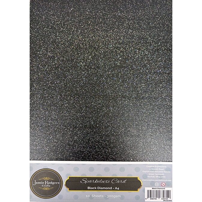 Jamie Rodgers Crafts - Sparkeluxe Black Diamond Card 300gsm A4 10 Sheets