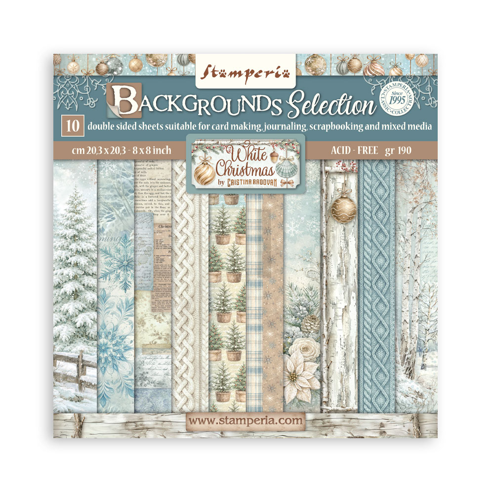 Stamperia - White Christmas - 8"x8" Backgrounds Scrapbooking Pad