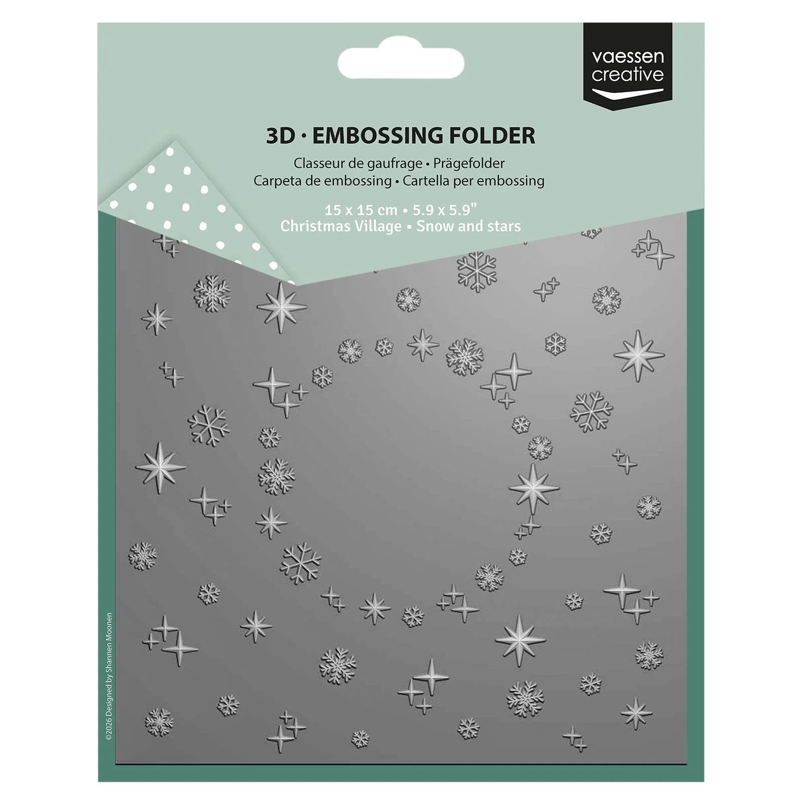 Vaessen Creative 3D Embossing Folder Snow & Stars 5.9x5.9″