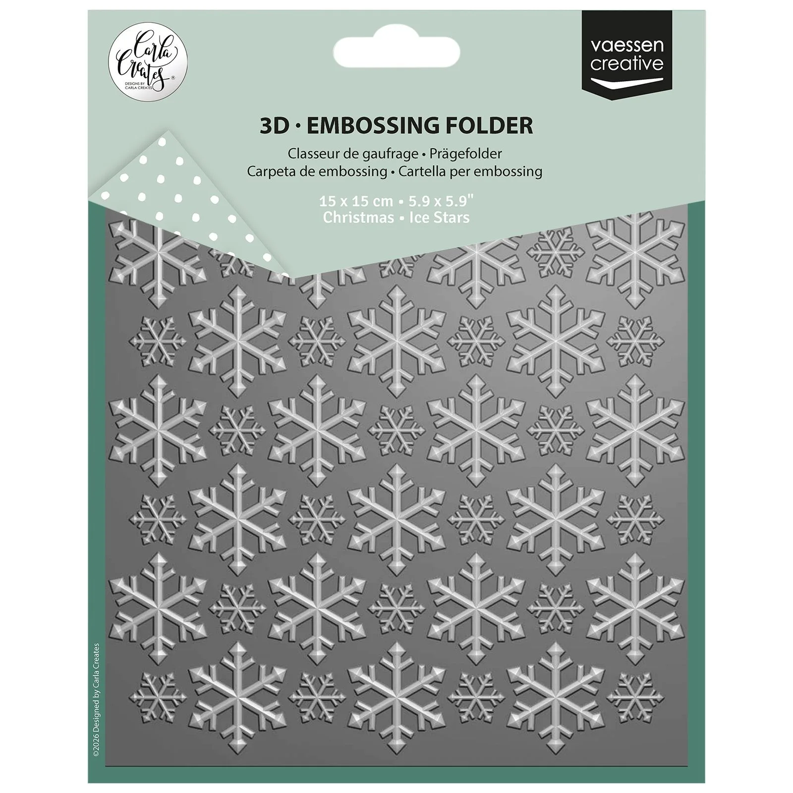 Vaessen Creative Embossing Folder by Carla Creates Christmas Ice Stars 5.9x5.9"