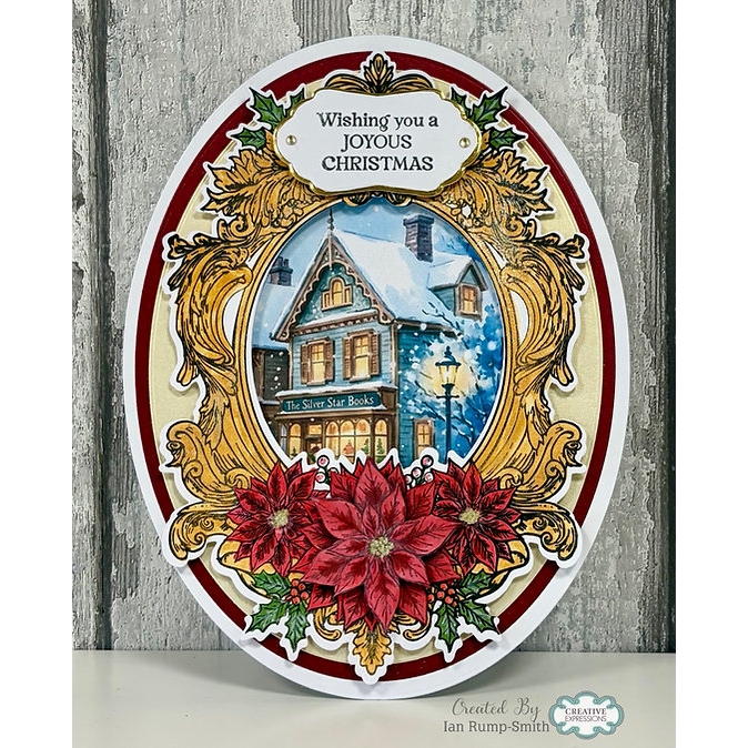 Jamie Rodgers Crafts - Ornate Poinsettia Frame Stamp & Die Set