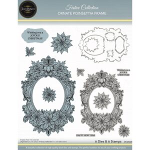 Jamie Rodgers Crafts - Ornate Poinsettia Frame Stamp & Die Set