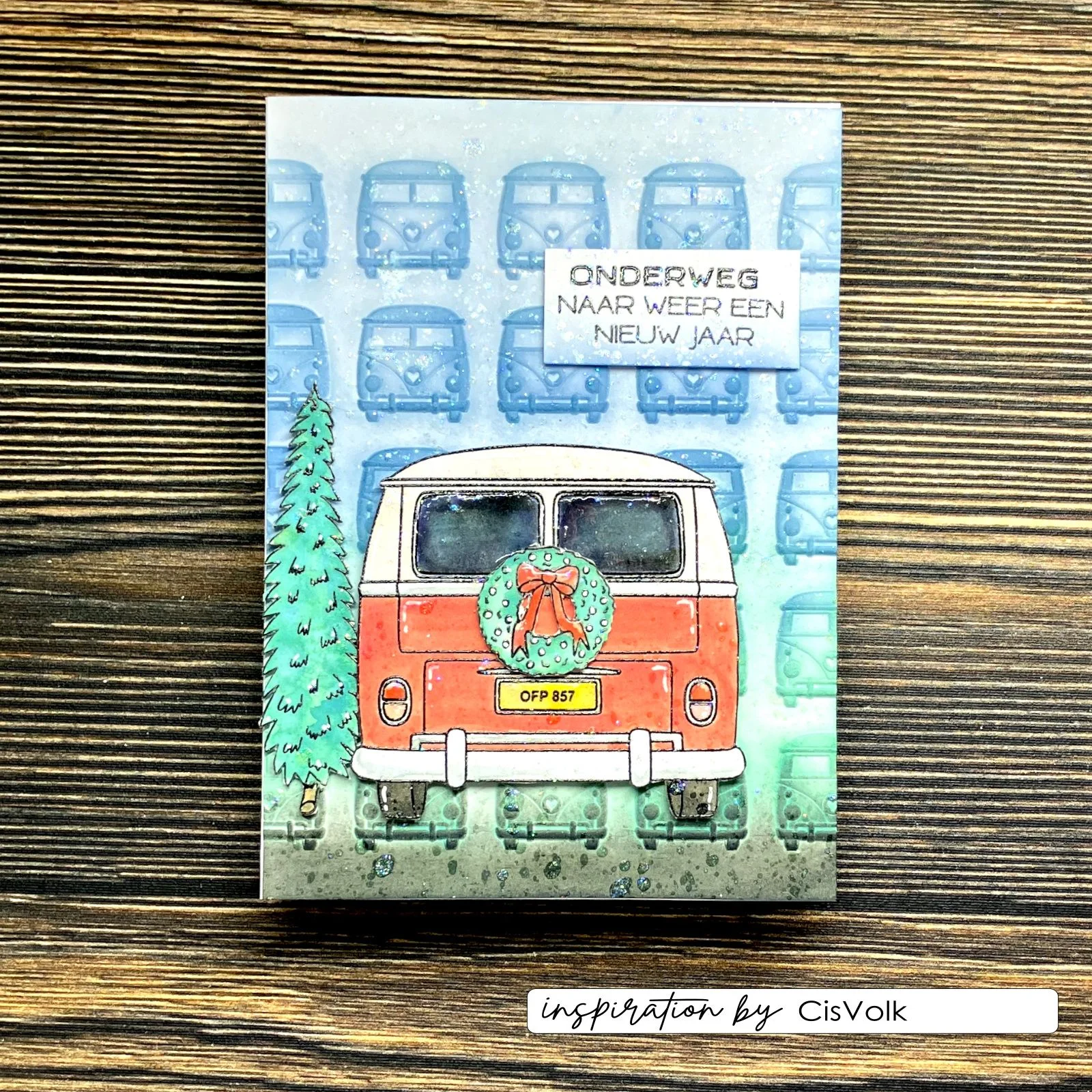 Vaessen Creative Christmas Hippie Bus Folder & Stencil set - Image 6