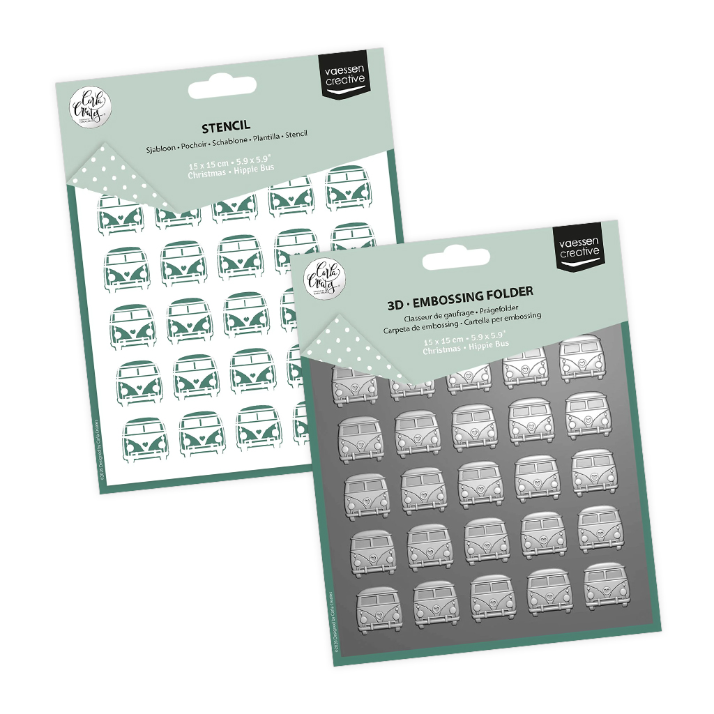 Vaessen Creative Christmas Hippie Bus Folder & Stencil set