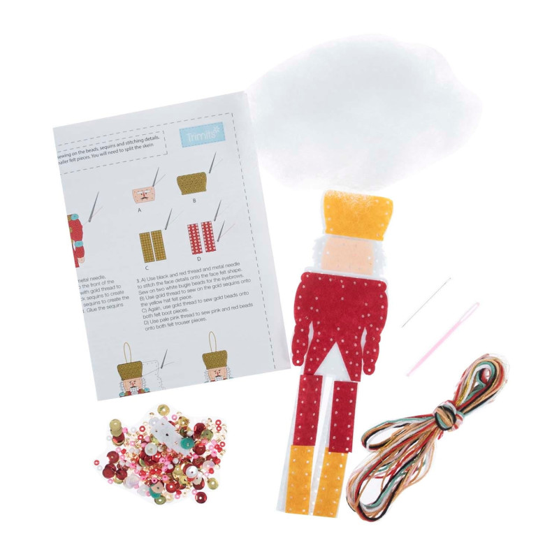Felt Decoration Kit: Christmas: Beaded Nutcracker - Image 4